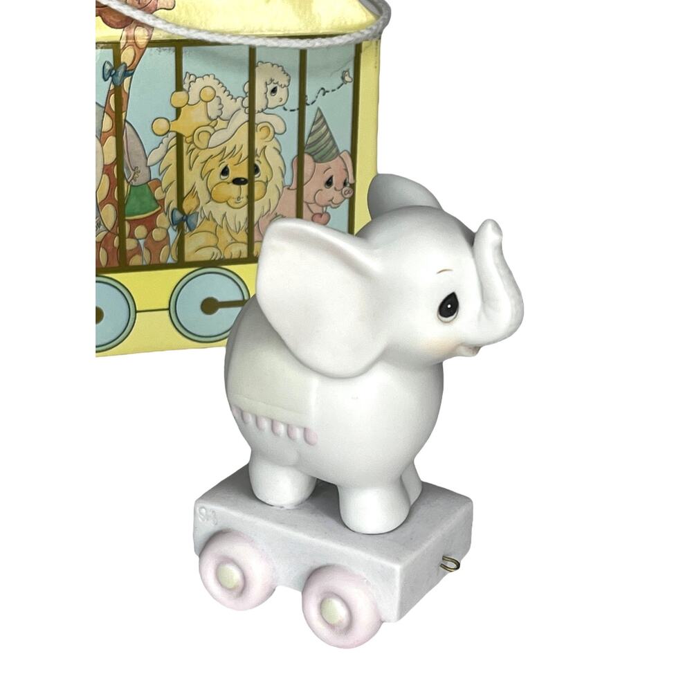 Precious Moments Birthday Train Elephant 4 Yrs Old Porcelain Figurine Enesco Box
